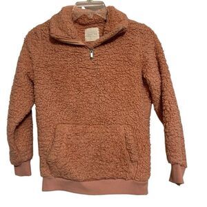 Copper Key Peachy Orange Sweater Medium Fleece Long Sleeve Quarter Zip